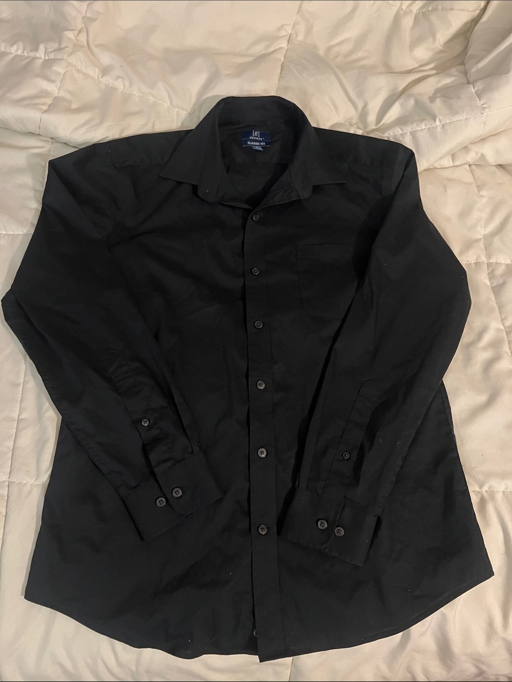 George Men’s Black Button-Up Dress Shirt